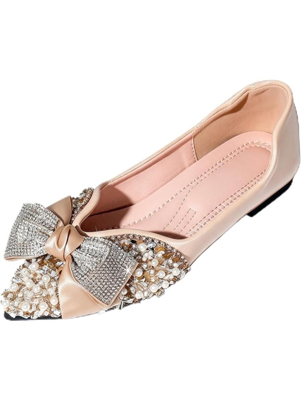 Women's Z Apricot Pointed Toe Casual Slip On Comfortable Wedding Flats Shoes